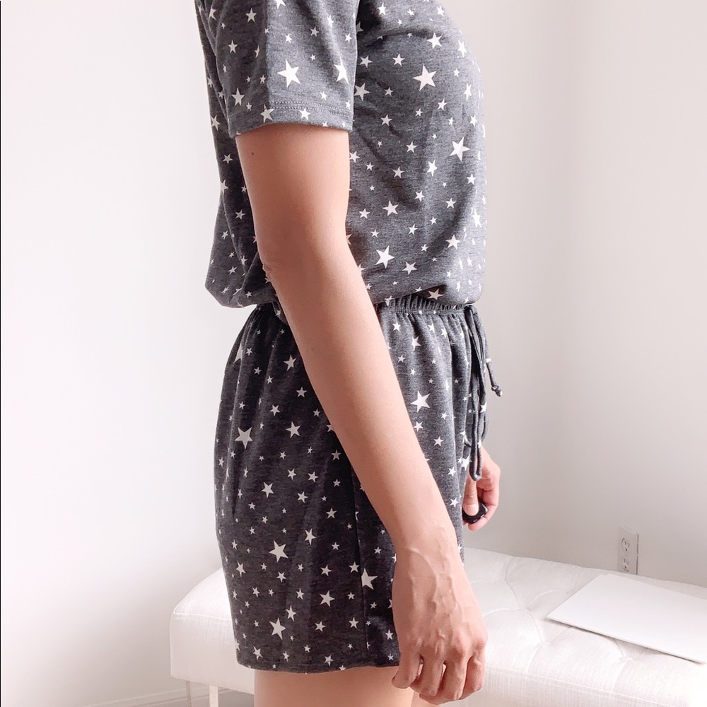 STAR PRINT MATCHING TOP AND SHORTS - DARK GRAY WHITE - Picture 8 of 9